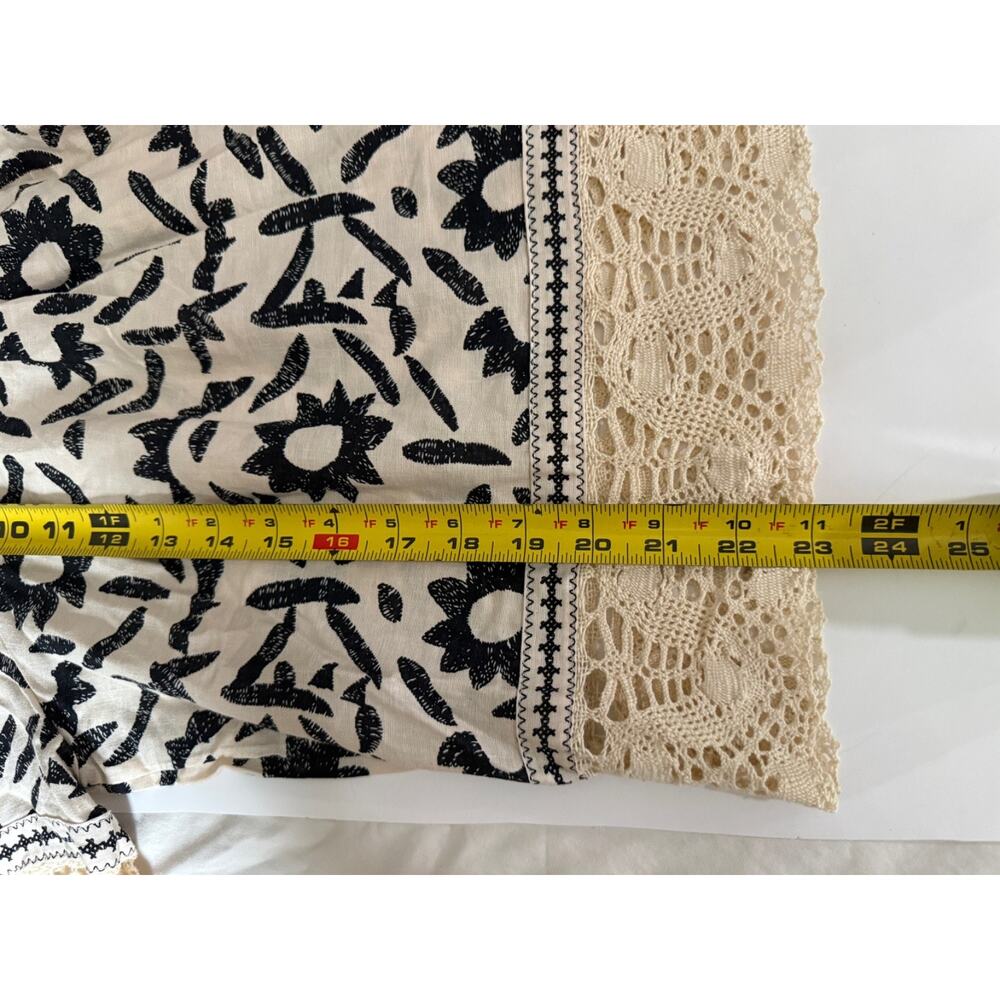 Christain Siriano New York boho puff sleeve square neck linen blend L SZ Large - Picture 9 of 12